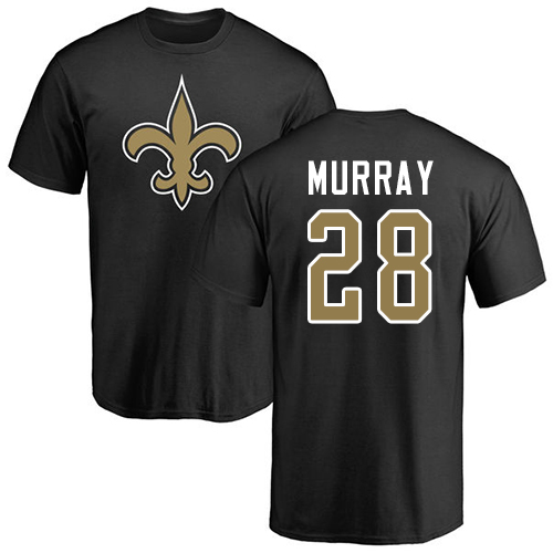 Men New Orleans Saints Black Latavius Murray Name and Number Logo NFL Football #28 T Shirt->nfl t-shirts->Sports Accessory